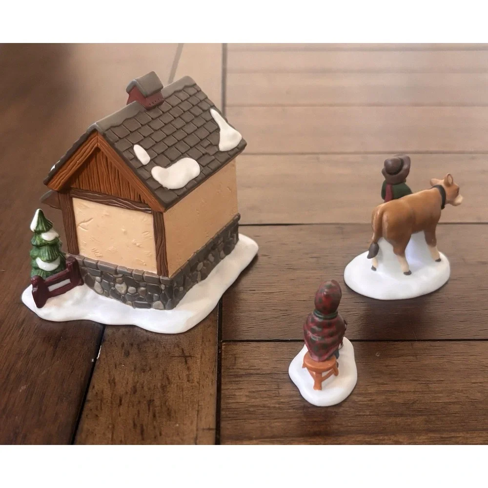 Department 56 Heritage Village Tending the New Calves Set of 3 Porcelain EUC